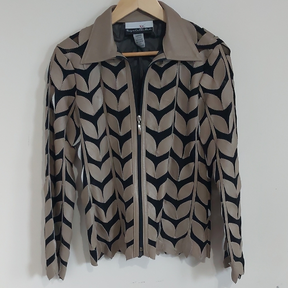 Unique Leather Studio Leather Leaf Mesh Zip Jacket